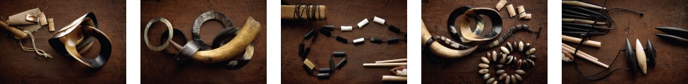 Various pieces of cow horn jewellery